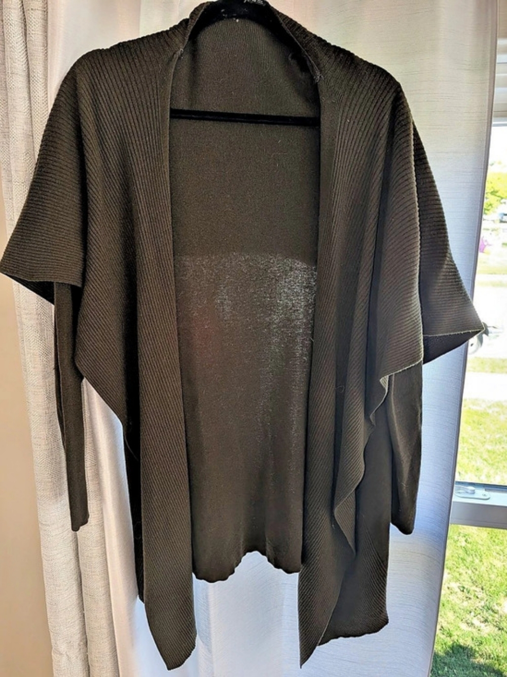 Lafayette 148 New York Merino Wool Army Green Knit Draped Shrug Women's M